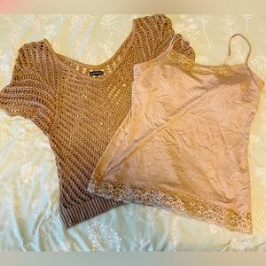 Bundle deal! Express Crochet knit sweater with lace cami!